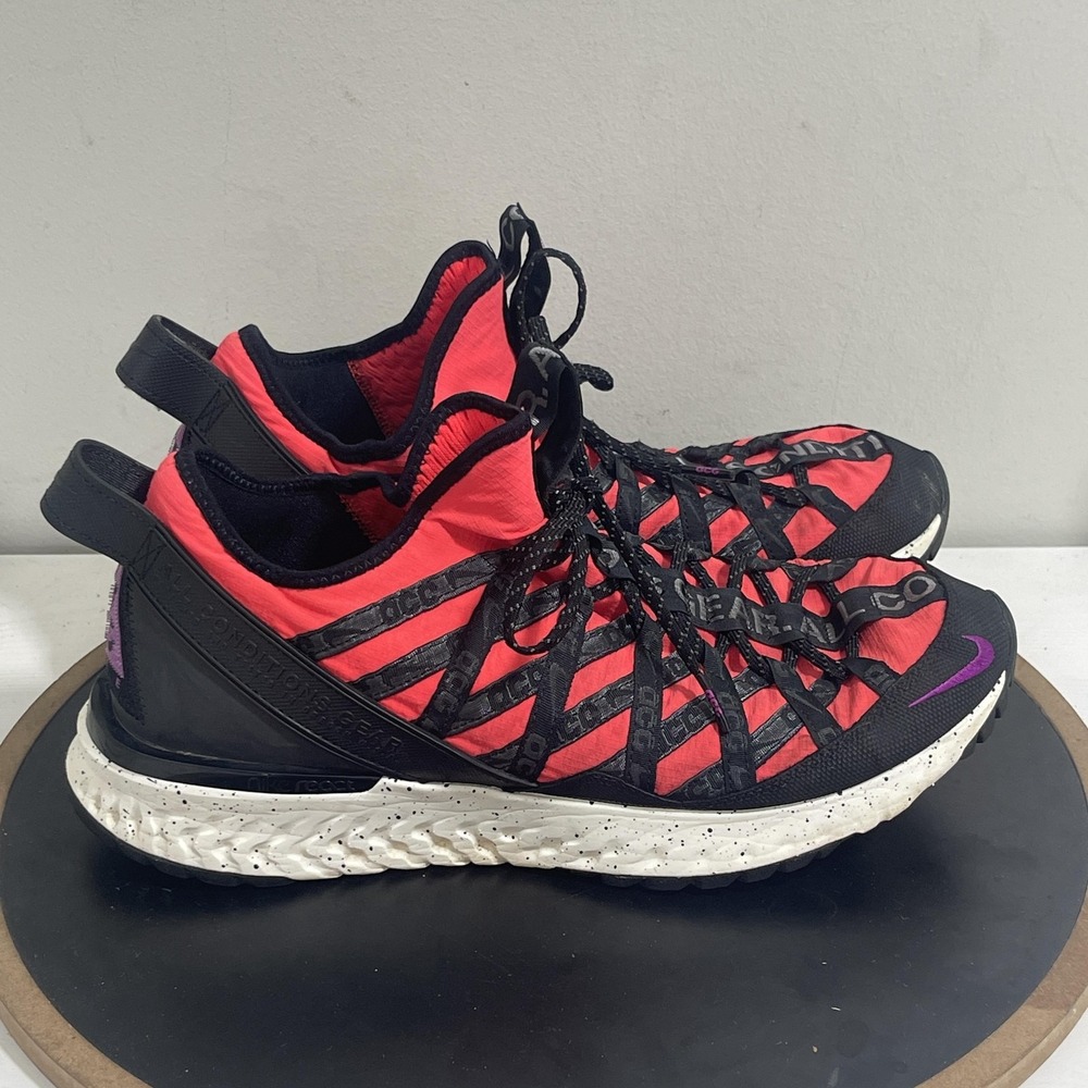 Nike ACG React Terra Gobe Shoes Mens Size 12 Red Black Trail Running BV6344-600